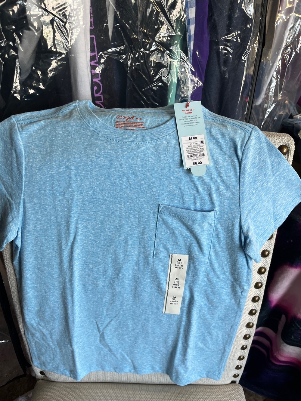 Cat & Jack Light Blue Heather Pocket Tee